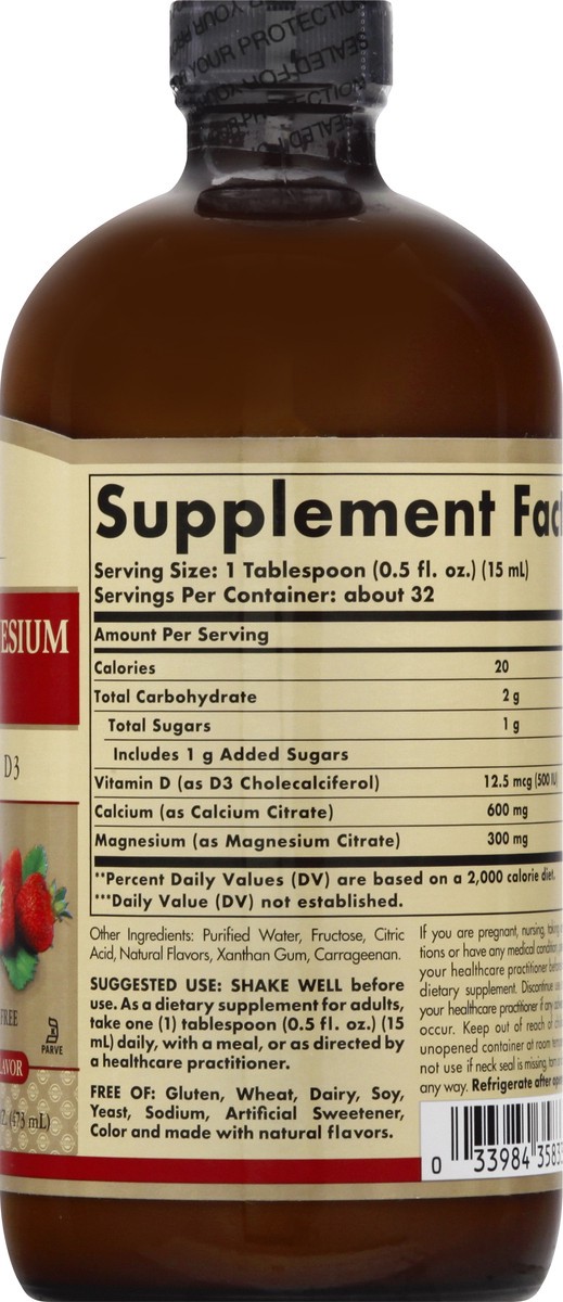 slide 7 of 11, Solgar Liquid Natural Strawberry Flavor Calcium-Magnesium Citrate 16 oz, 16 oz