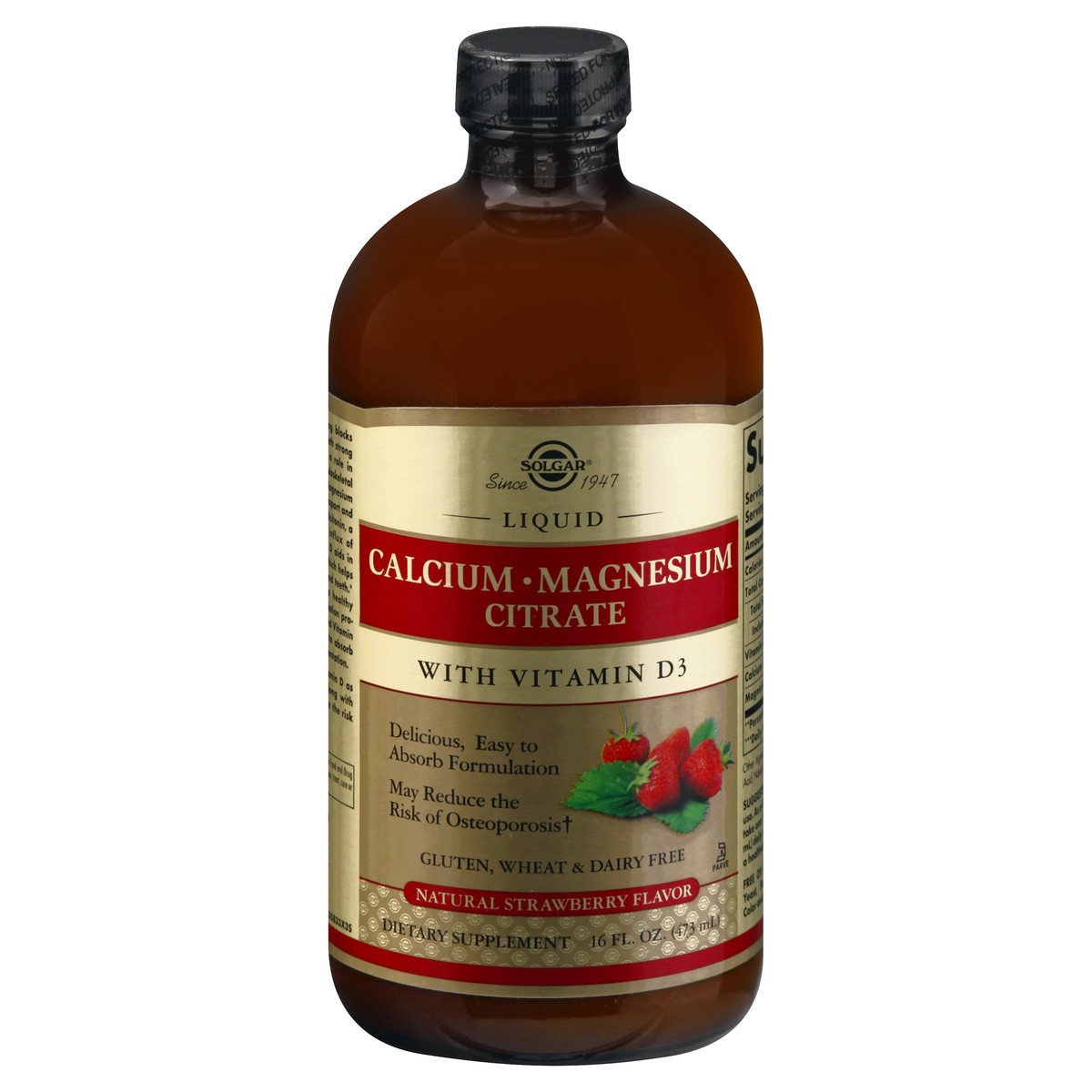 slide 1 of 11, Solgar Liquid Natural Strawberry Flavor Calcium-Magnesium Citrate 16 oz, 16 oz