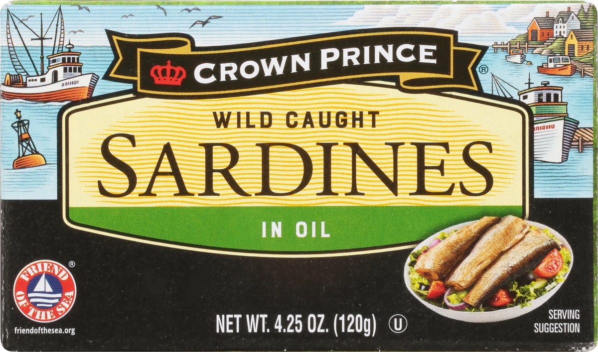 slide 3 of 10, Crown Prince Lightly Smoked Sardines in Oil, 4.25 oz