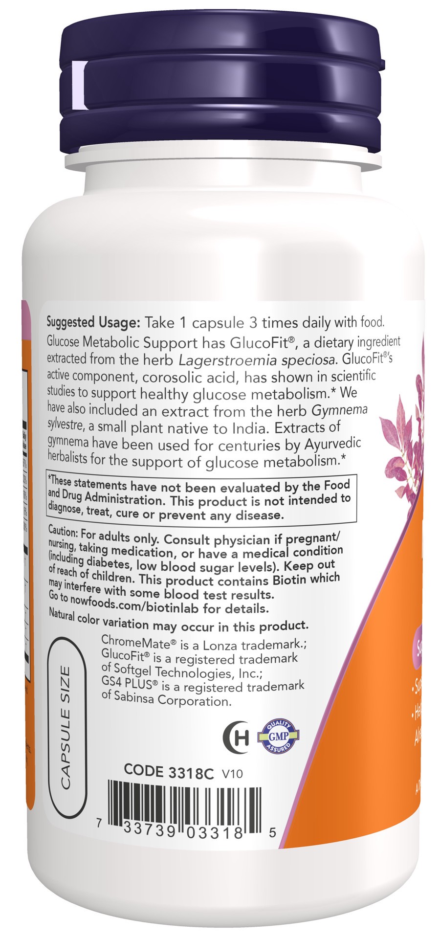 slide 2 of 4, NOW Glucose Metabolic Support - 90 Veg Capsules, 90 ct