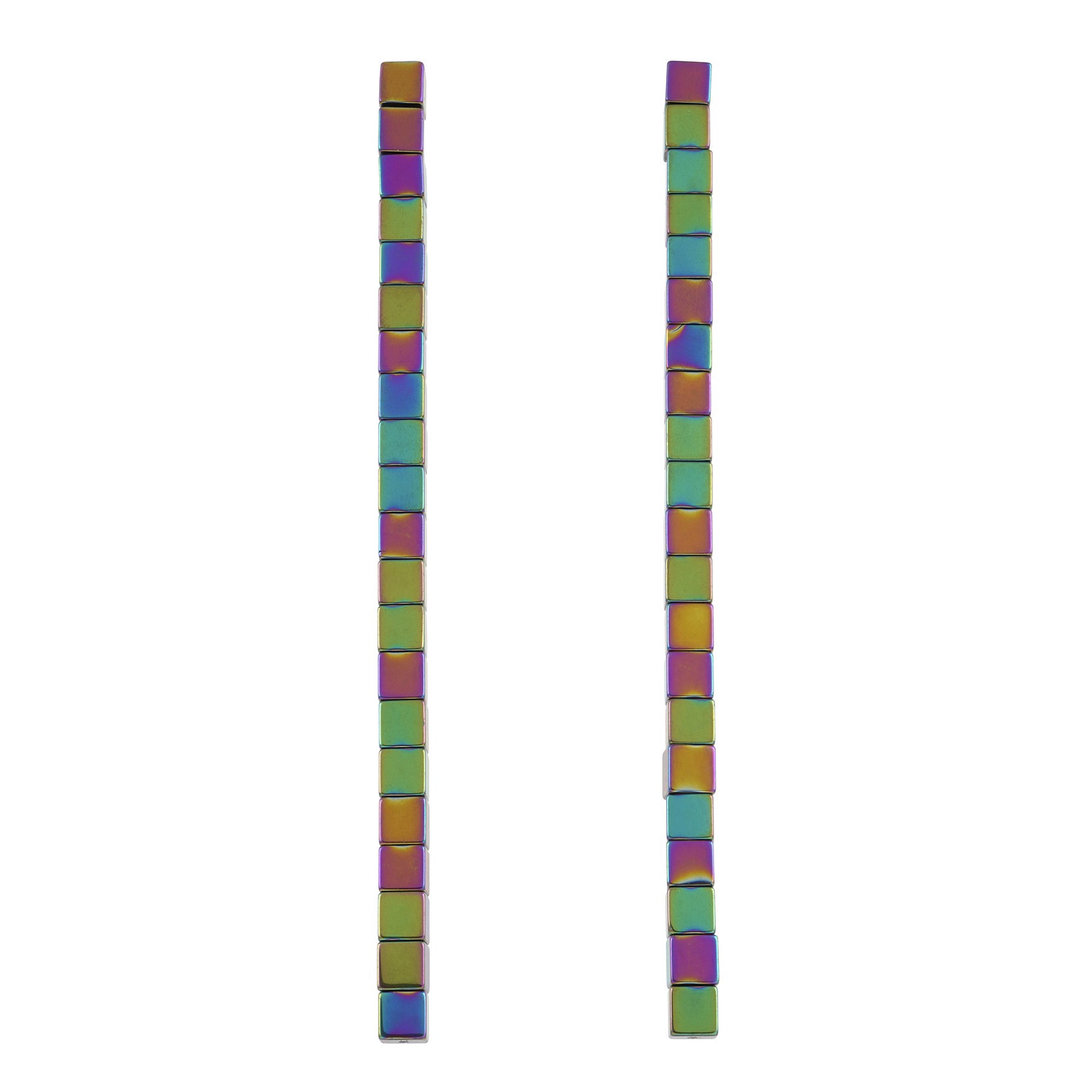 slide 2 of 3, Rainbow Reconstituted Hematite Cube Beads By Bead Landing, 6 mm