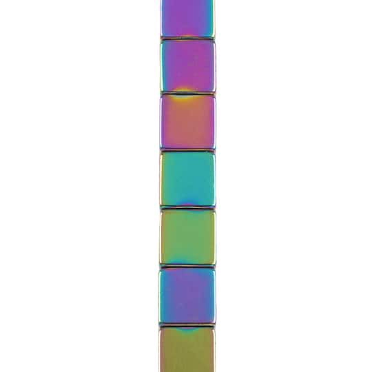 slide 1 of 3, Rainbow Reconstituted Hematite Cube Beads By Bead Landing, 6 mm