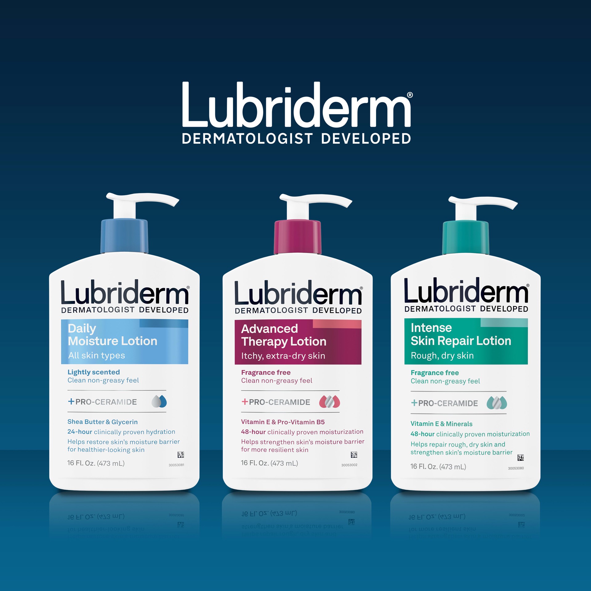 slide 5 of 9, Lubriderm Advanced Therapy Fragrance Free Moisturizing Hand & Body Lotion + Pro-Ceramide with Vitamins E & Pro-Vitamin B5, Intense Hydration for Itchy, Extra Dry Skin, Non-Greasy, 6 fl. oz, 6 fl oz