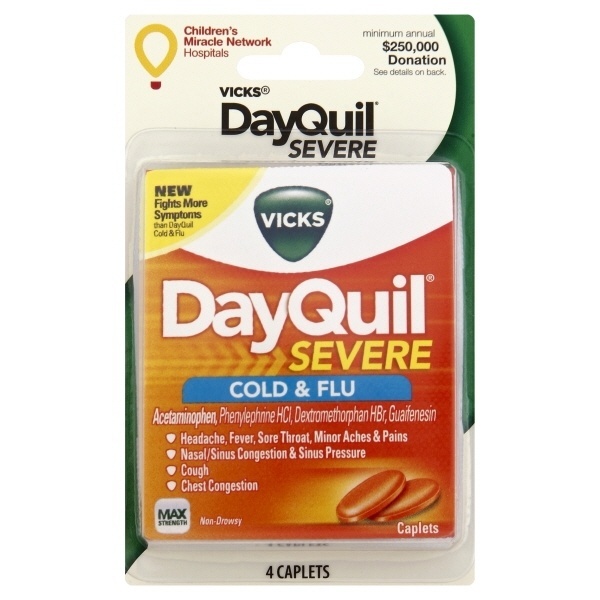 slide 1 of 6, DayQuil Cold & Flu, Severe+, Coated Caplets, 4 ct