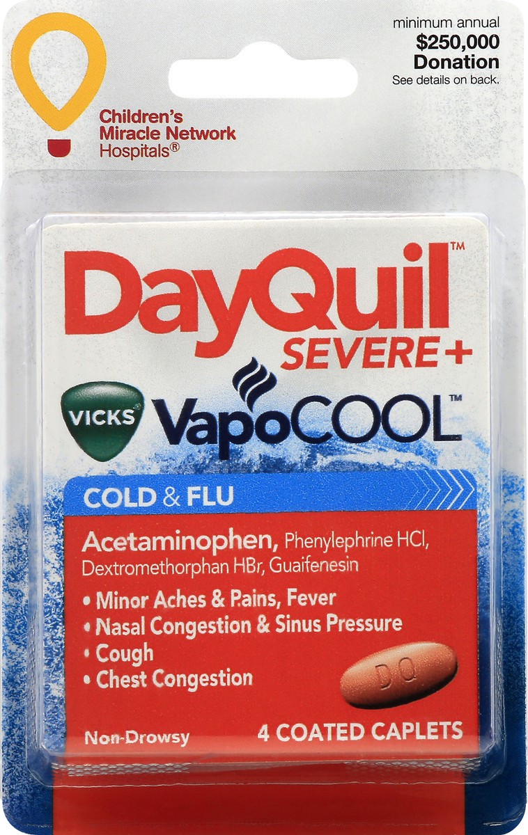 slide 6 of 6, DayQuil Cold & Flu, Severe+, Coated Caplets, 4 ct