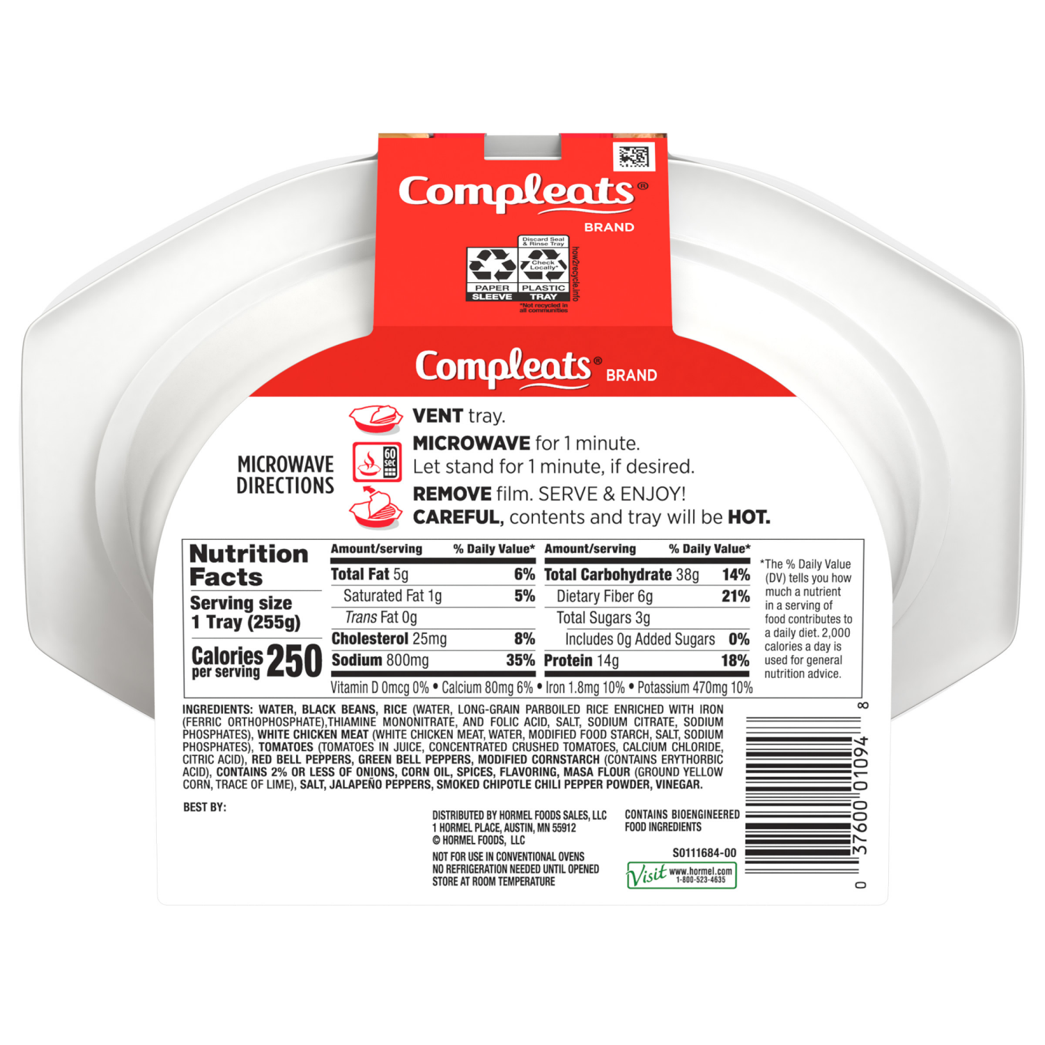 slide 2 of 8, Hormel Compleats Chicken Burrito Bowl 9 oz, 9 oz