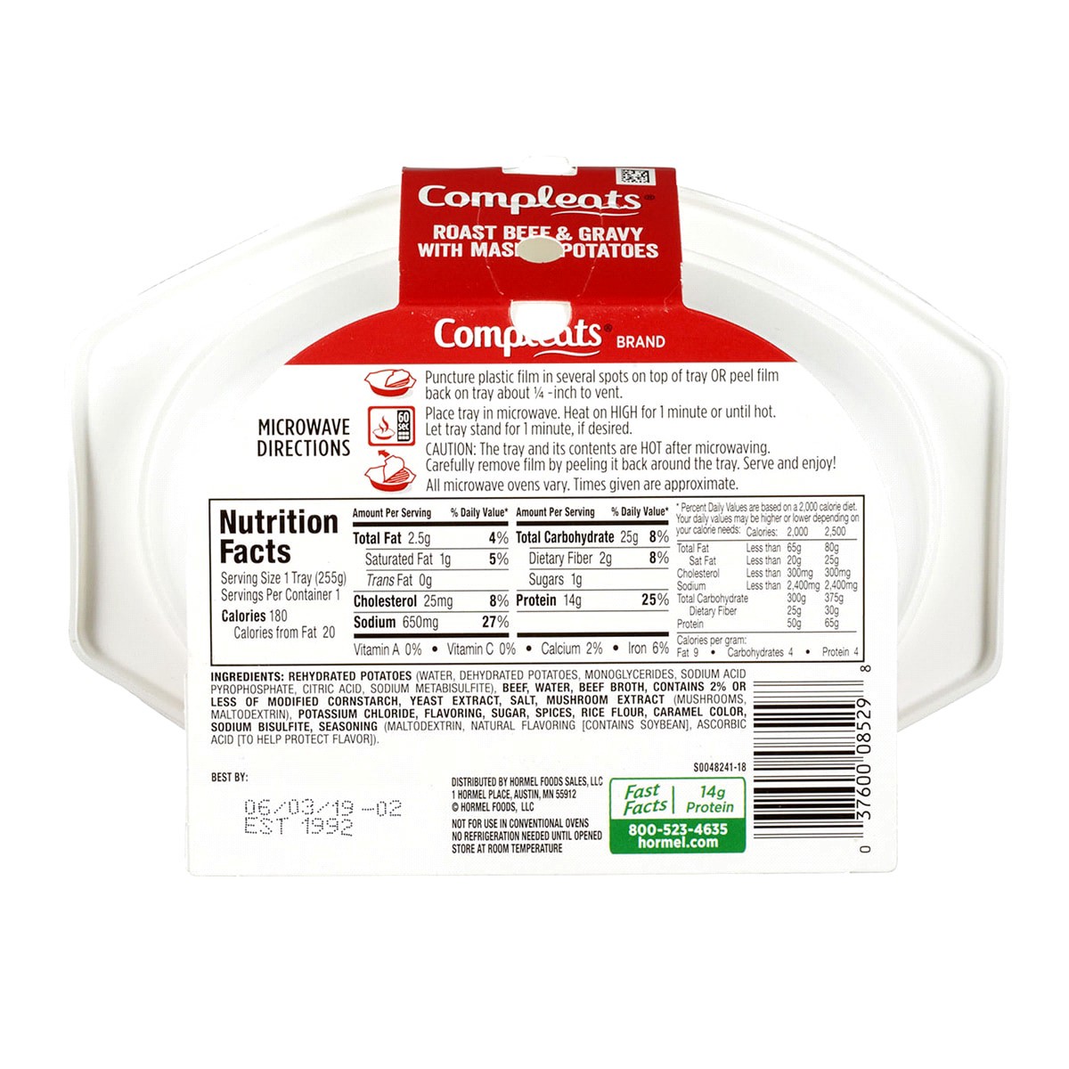 slide 2 of 2, Hormel COMPLEATS Roast Beef & Gravy With Mashed Potatoes, 9 oz