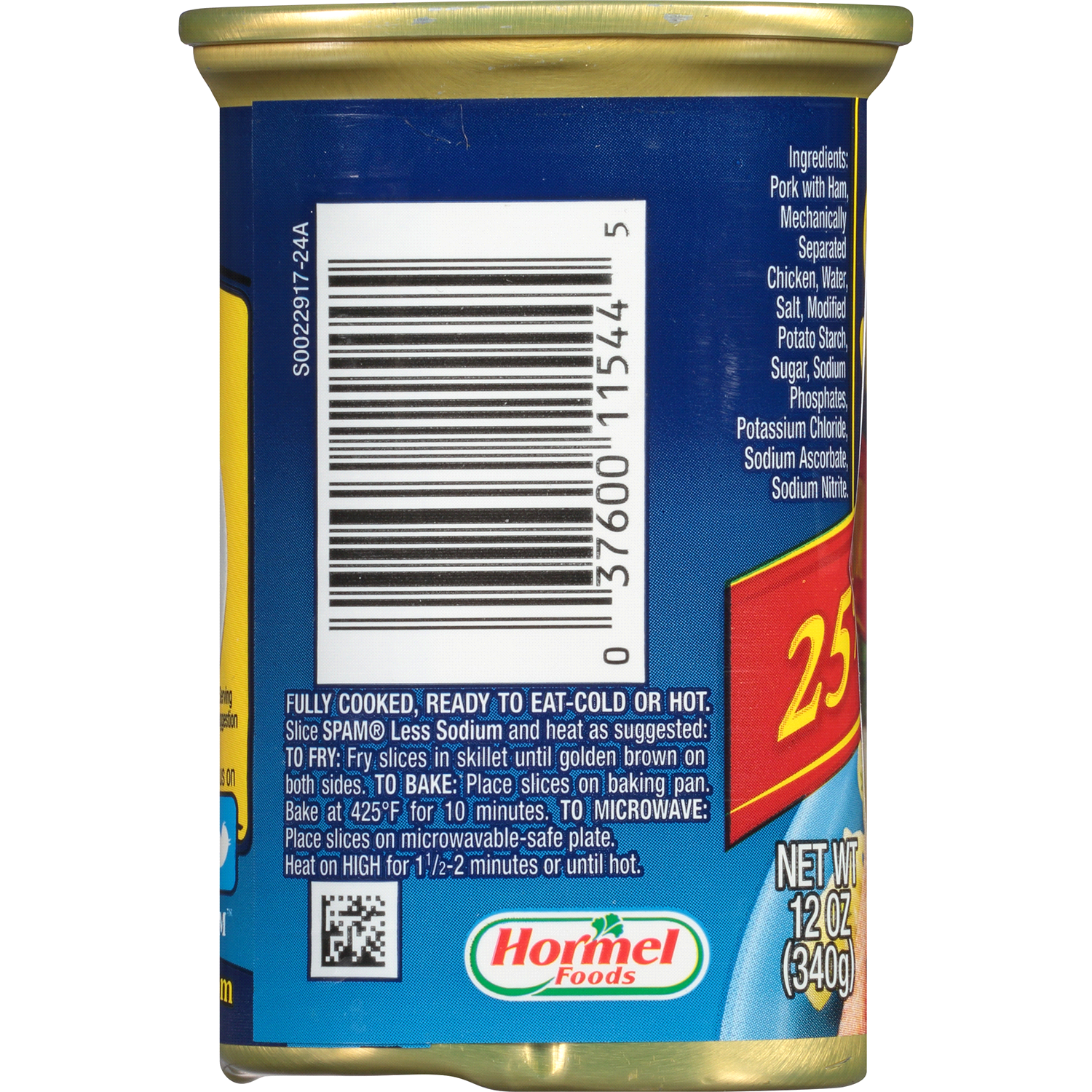 slide 2 of 3, SPAM 25% Less Sodium Classic Meatloaf 12 oz, 12 oz