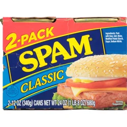 SPAM Classic Luncheon Meat 12 Ounce Cans, 2 Pack