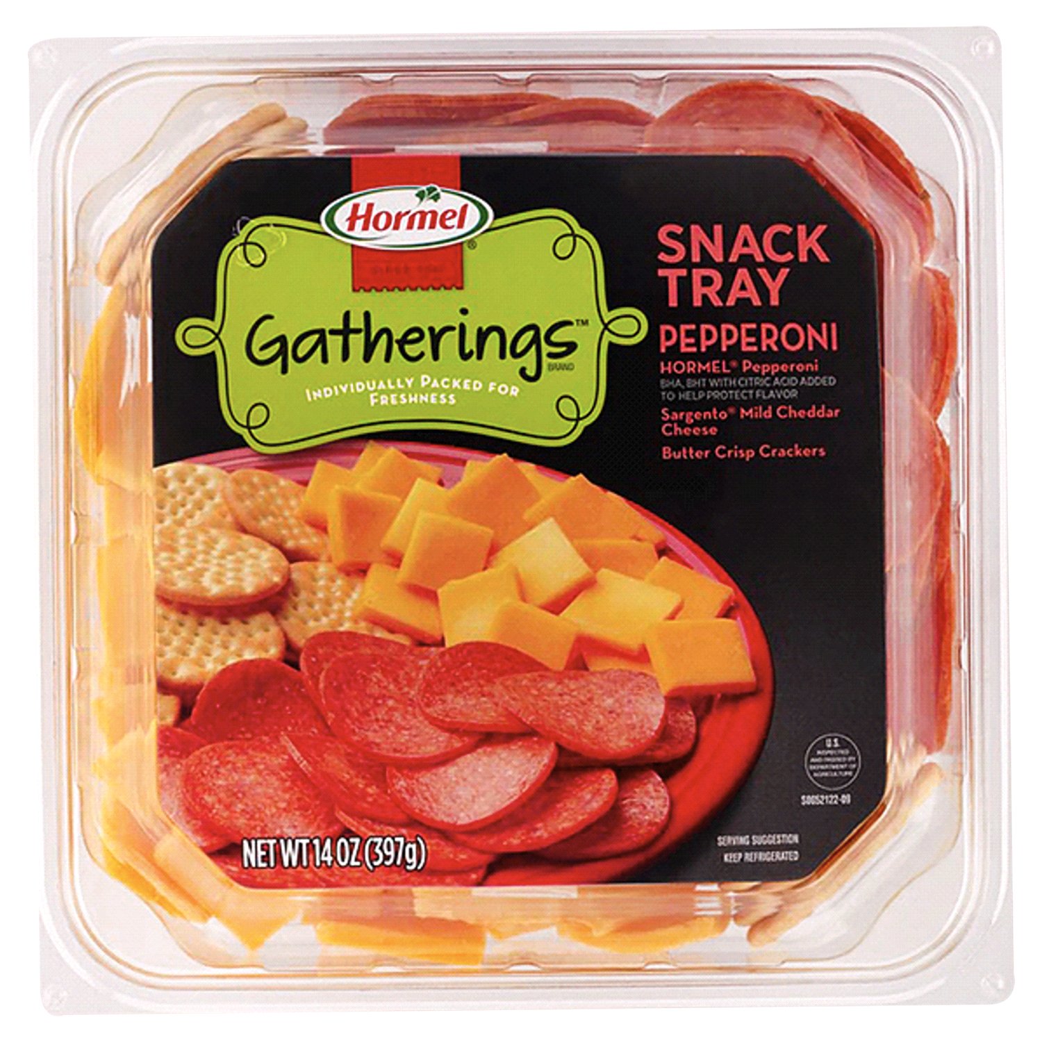 slide 1 of 2, HORMEL GATHERINGS Snack Tray Pepperoni and Cheese, 14 oz