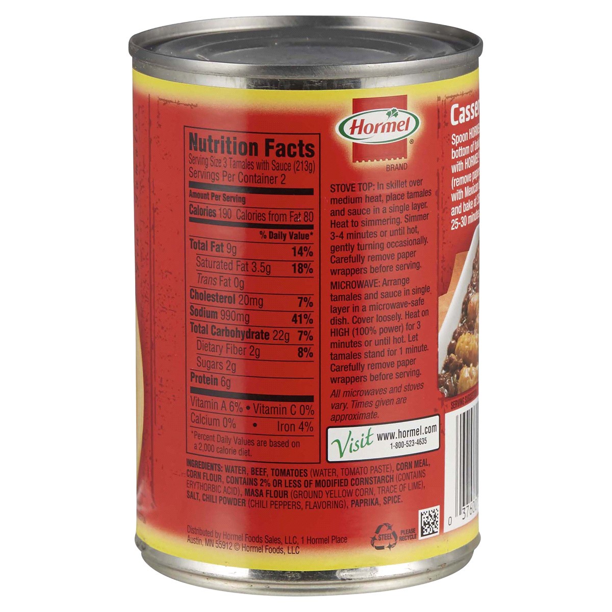 slide 2 of 2, Hormel Beef Tamales In Chili Sauce, 15 oz