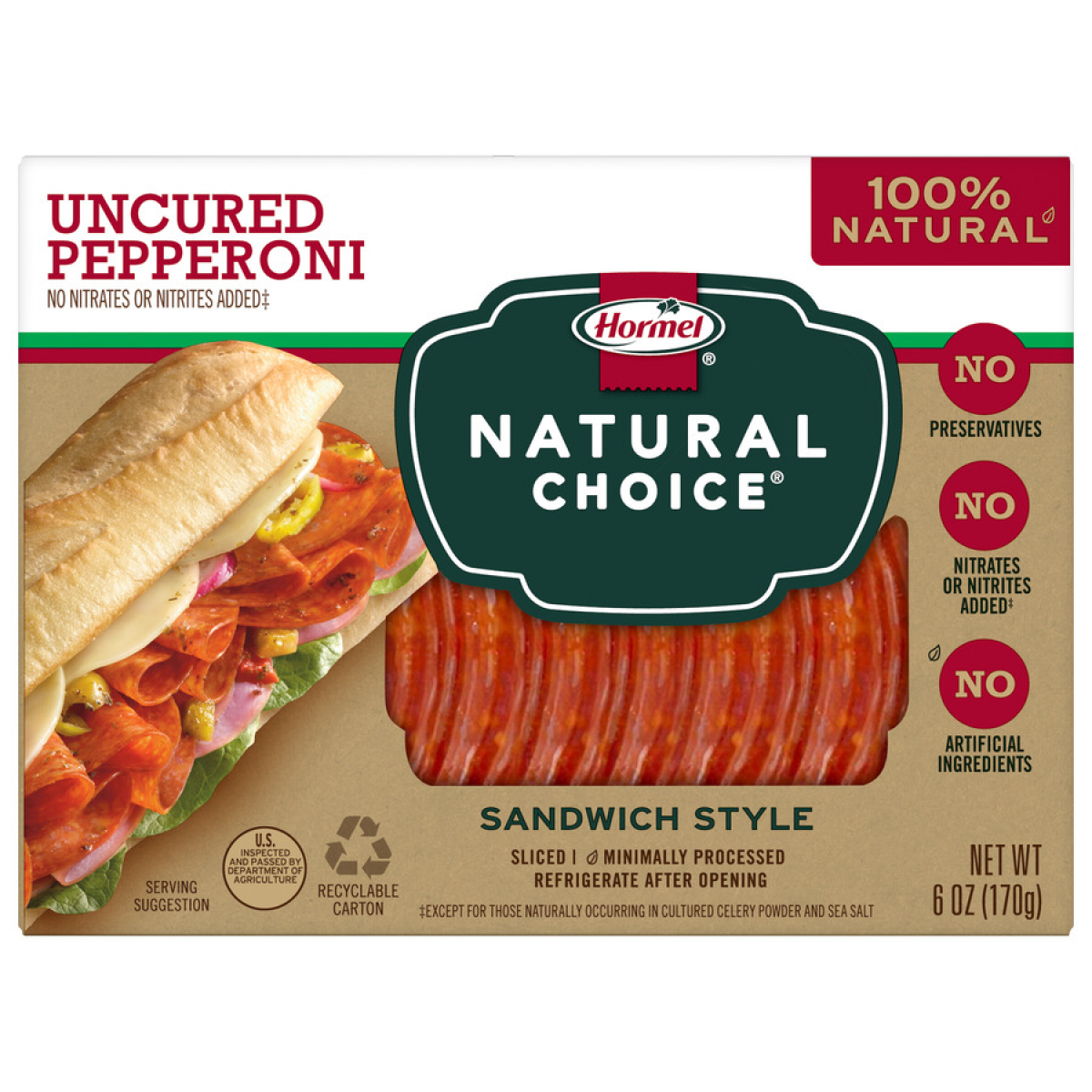 slide 1 of 25, HORMEL NATURAL CHOICE Sandwich Pepperoni 6oz, 6 oz