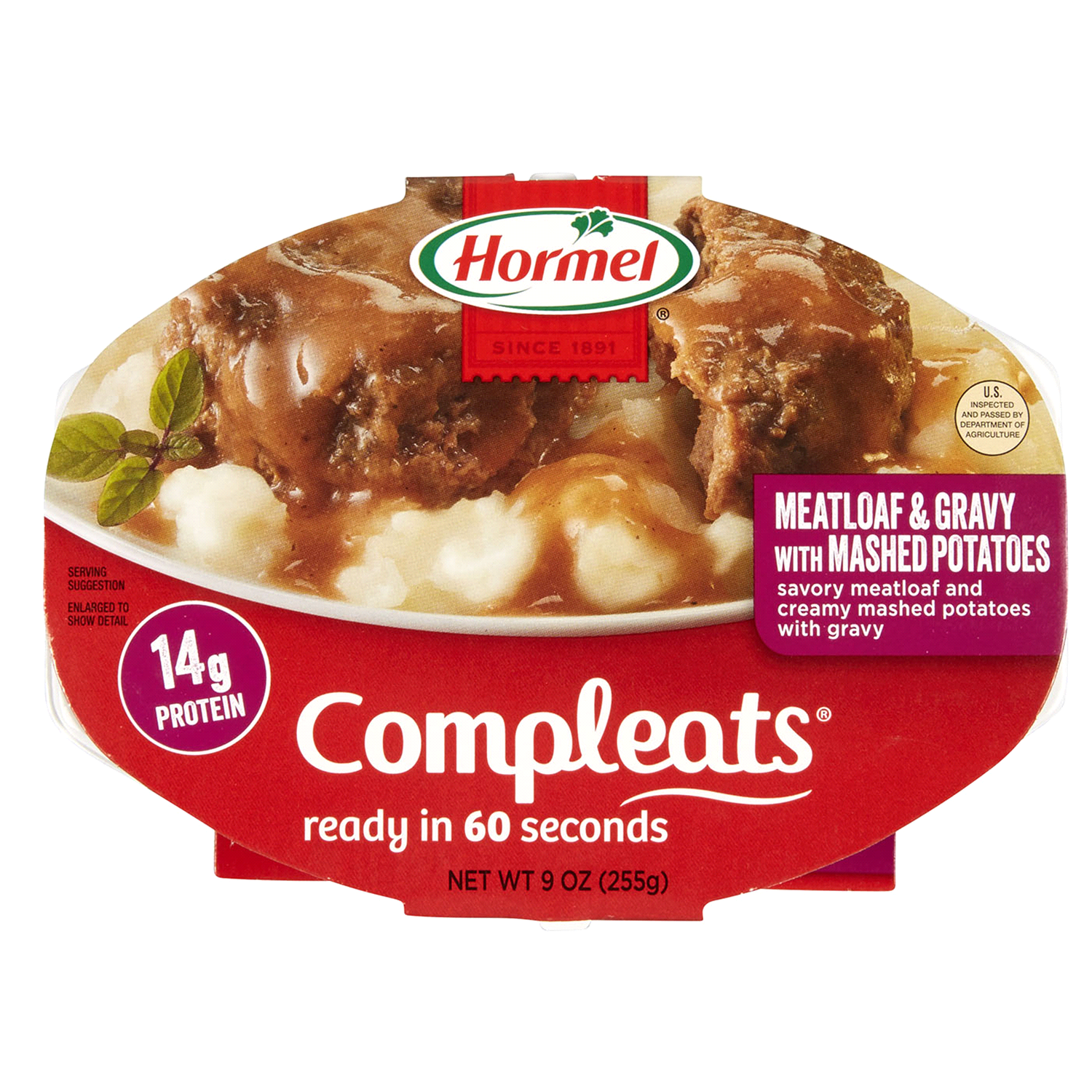slide 1 of 2, Hormel Compleats Meatloaf & Gravy with Mashed Potatoes 9 oz, 9 oz
