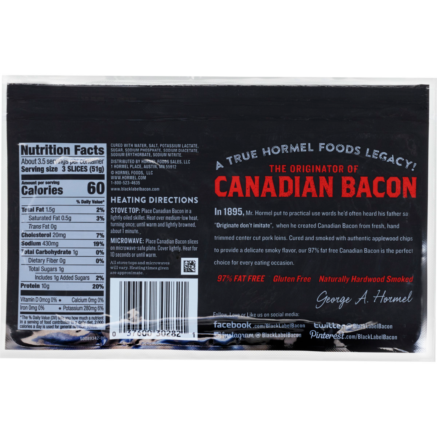 slide 2 of 7, HORMEL BLACK LABEL Thin Cut Canadian Bacon, 6 oz