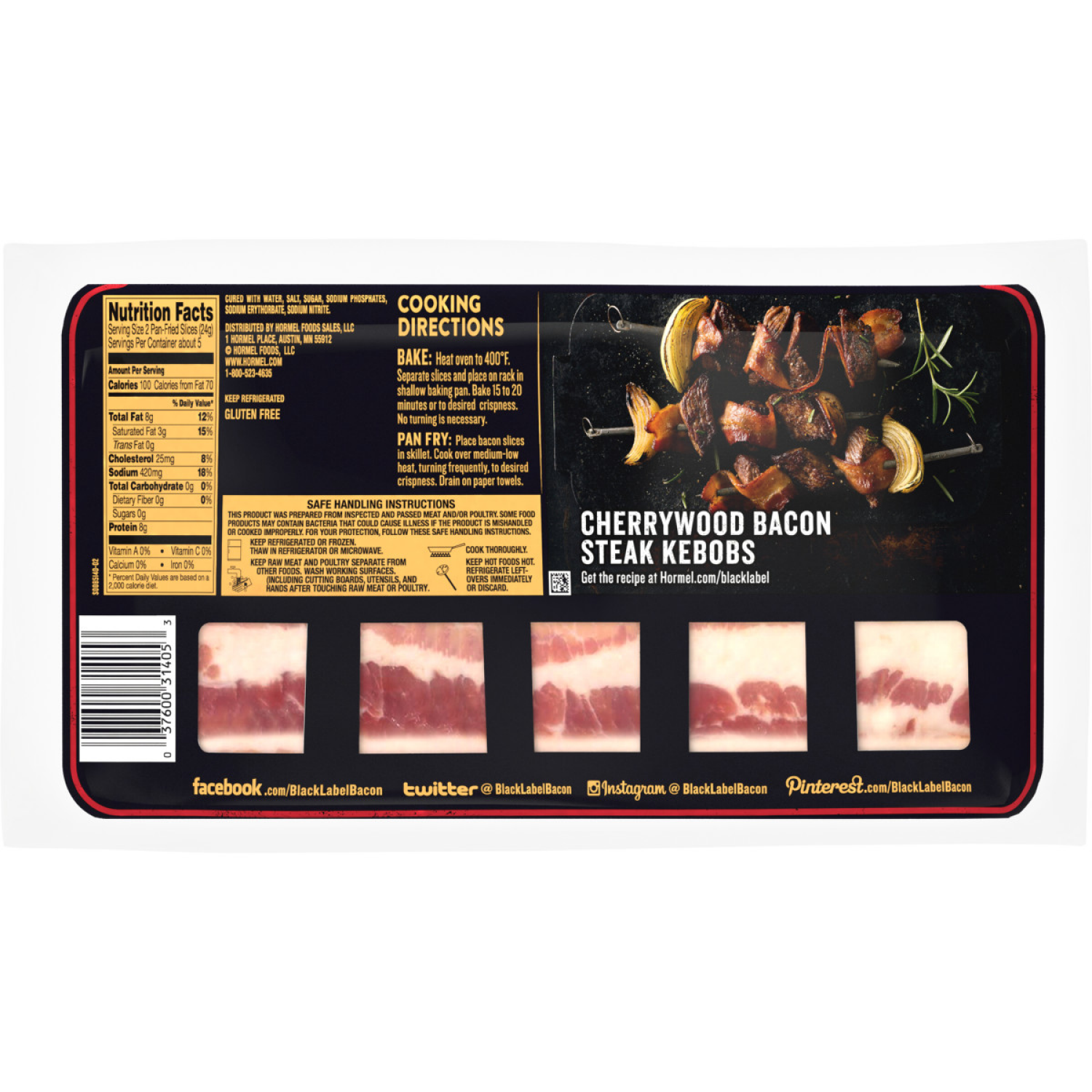 slide 2 of 8, HORMEL BLACK LABEL Cherrywood Smoked Thick Cut Bacon, 12 oz