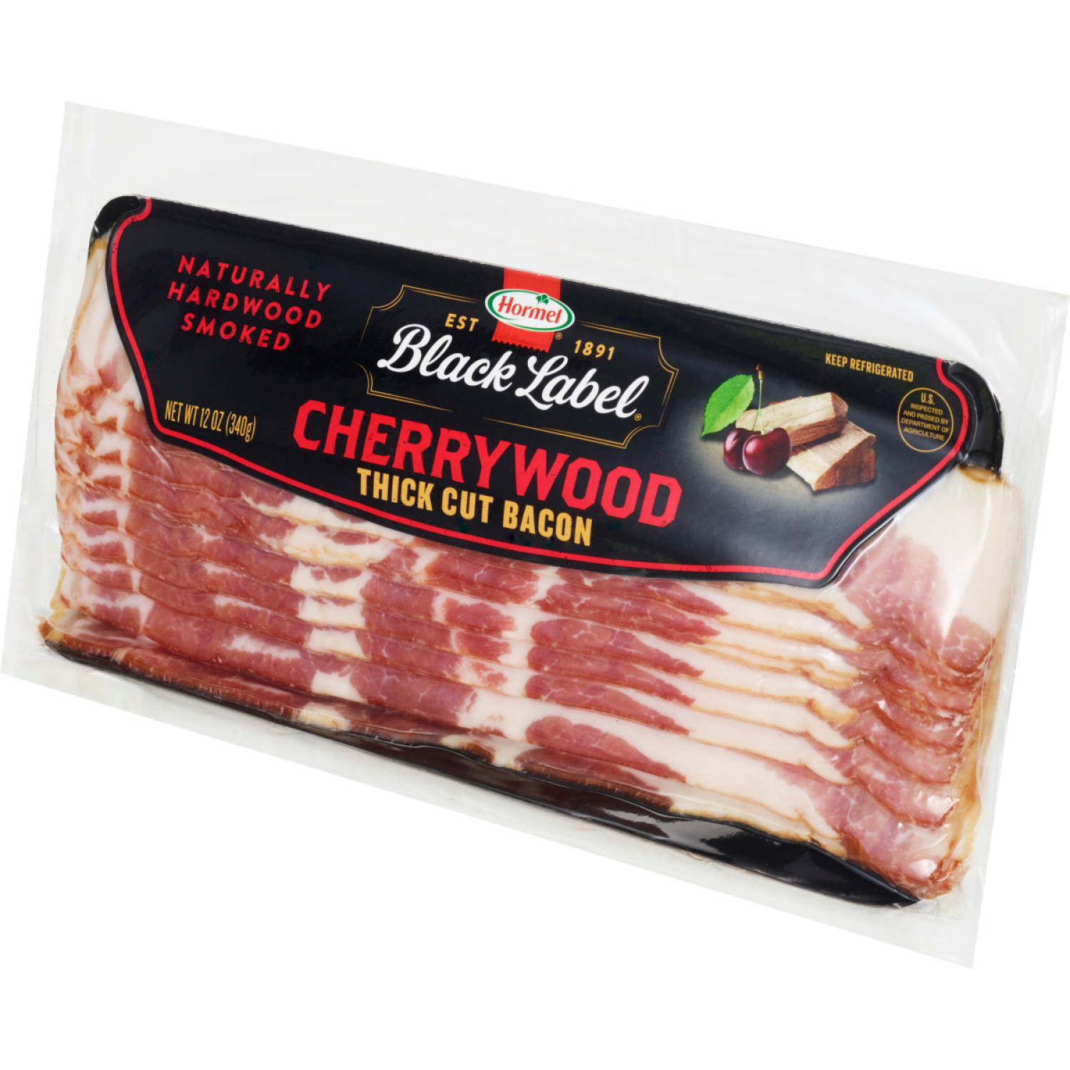 slide 5 of 8, HORMEL BLACK LABEL Cherrywood Smoked Thick Cut Bacon, 12 oz