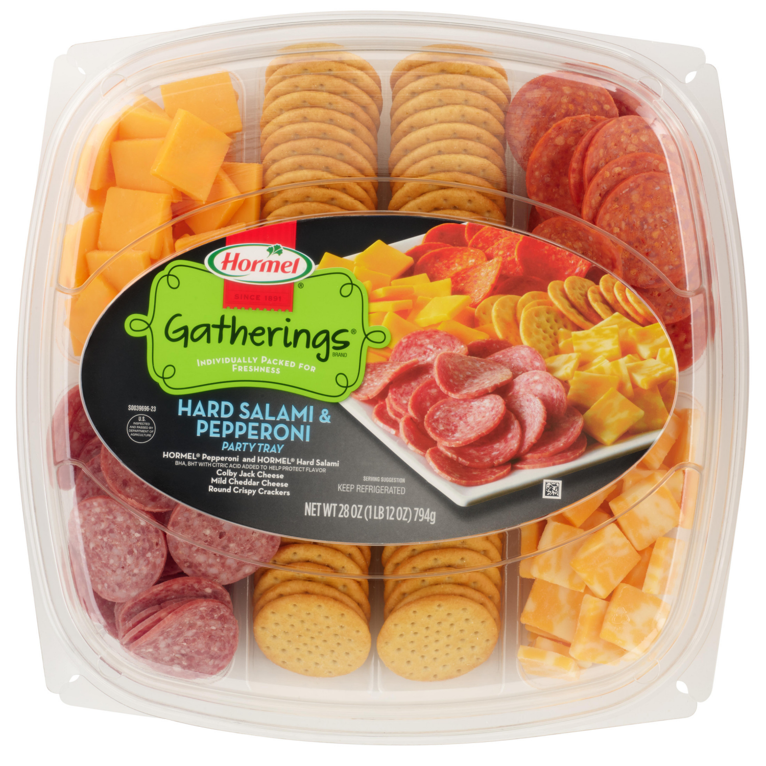 slide 1 of 5, Hormel Gatherings™ Hard Salami & Pepperoni Party Tray 28 oz. Container, 28 oz