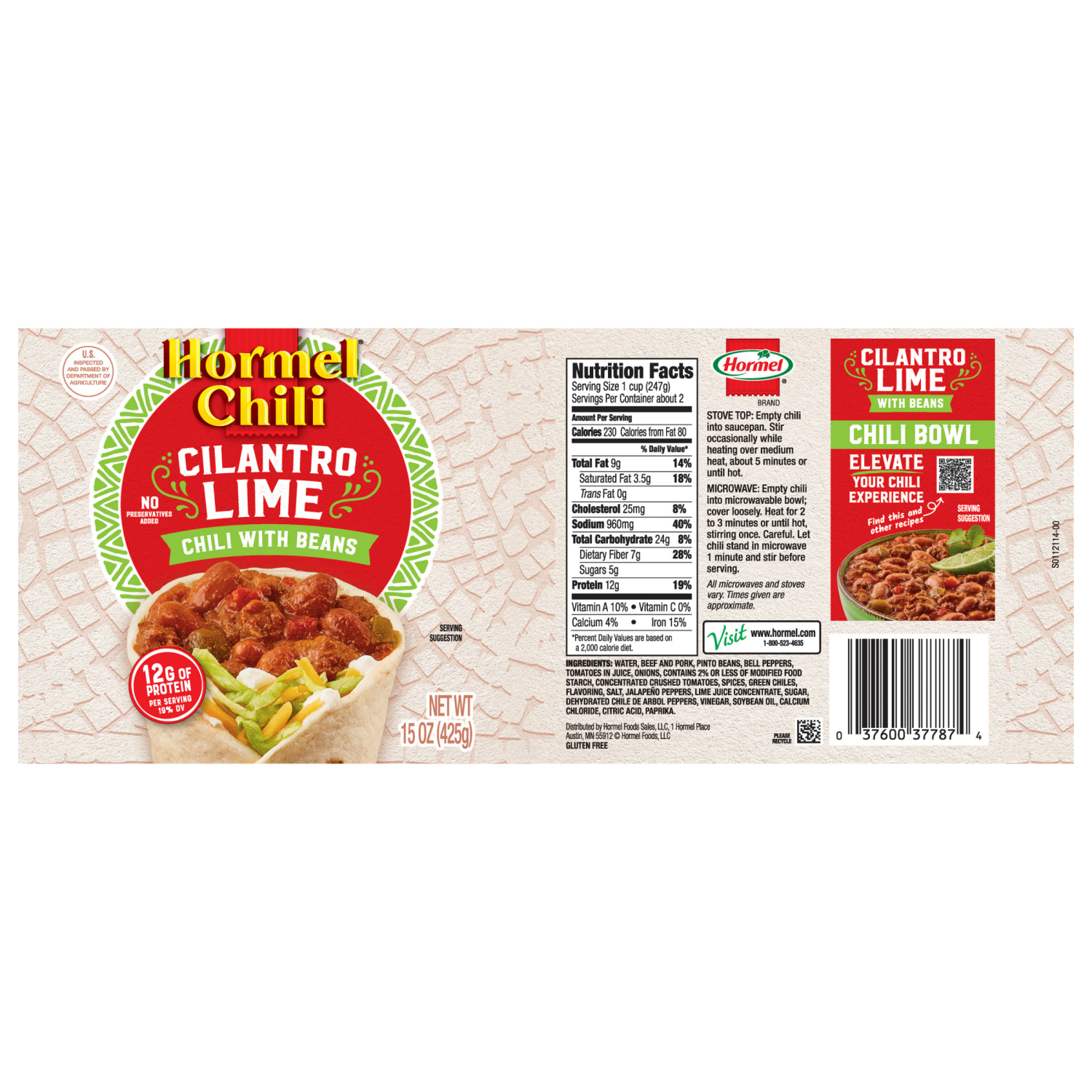 slide 6 of 8, Hormel HORMEL Cilantro Lime Chili with Beans 15oz, 15 oz