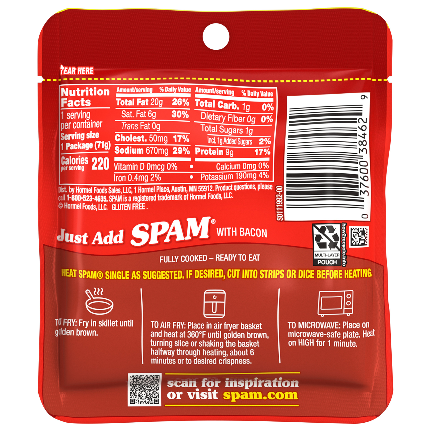 slide 2 of 8, SPAM Single - Bacon 2.5oz, 2.5 oz