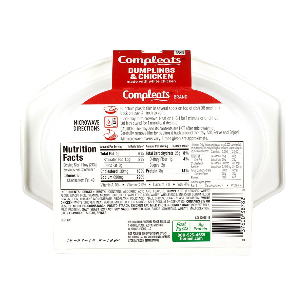 slide 2 of 2, Hormel COMPLEATS Dumplings & Chicken, 7.5 oz