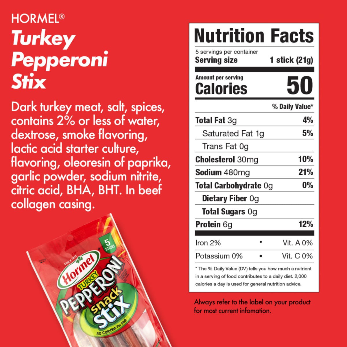slide 10 of 21, Hormel Pepperoni Turkey Stix, 5-Pack, 3.75 oz