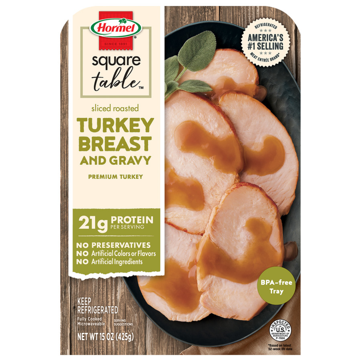 slide 1 of 29, Hormel Square Table Sliced Roast Turkey Breast & Gravy, 15 oz, 15 oz