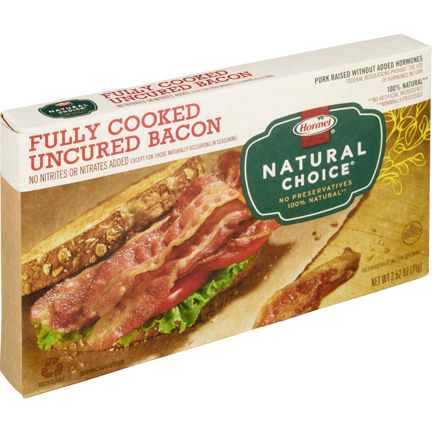 slide 4 of 5, HORMEL NATURAL CHOICE Uncured Fully Cooked Bacon, 2.52 oz