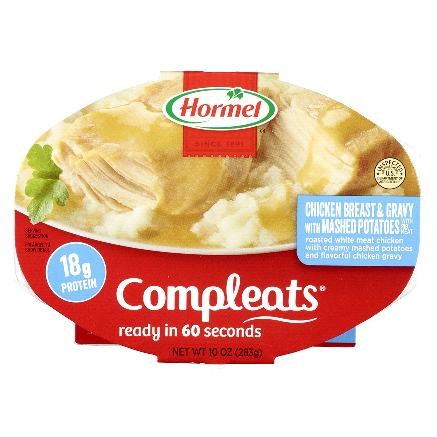 slide 1 of 2, HORMEL COMPLEATS Chicken Breast with Rib Meat & Mashed Potatoes with Gravy Microwave Meal, 10 oz