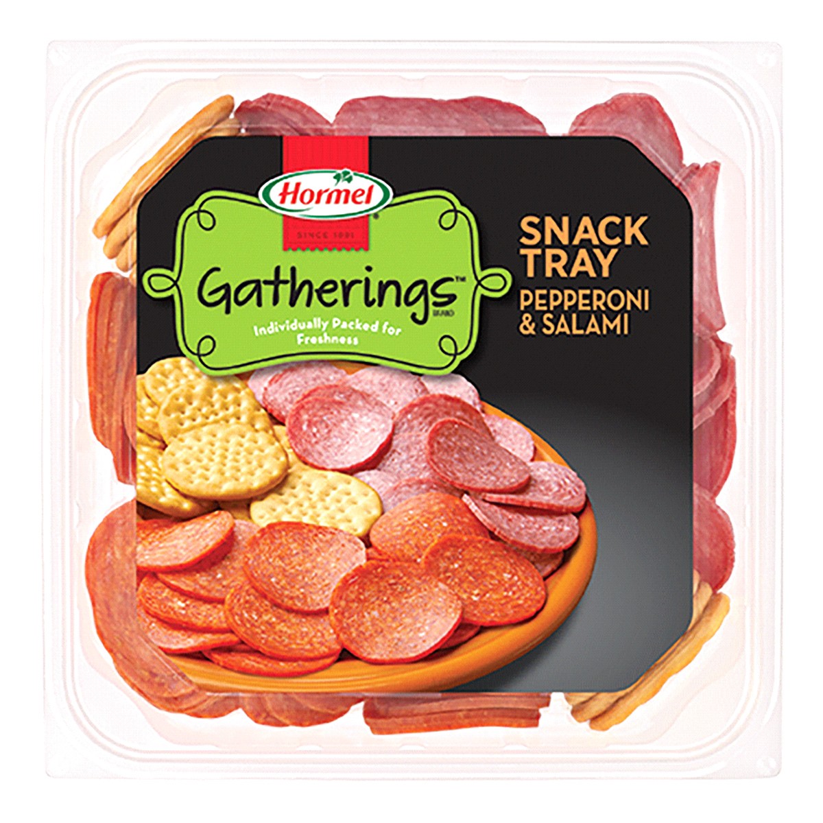 slide 1 of 6, Hormel Gatherings Snack Tray, Pepperoni & Salami 14 oz, 14 oz