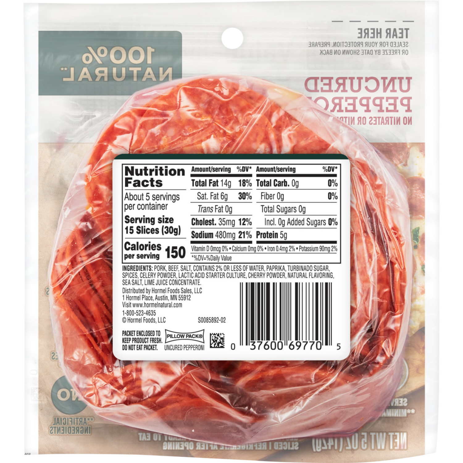 slide 2 of 6, HORMEL NATURAL CHOICE Uncured Pepperoni, 5 oz