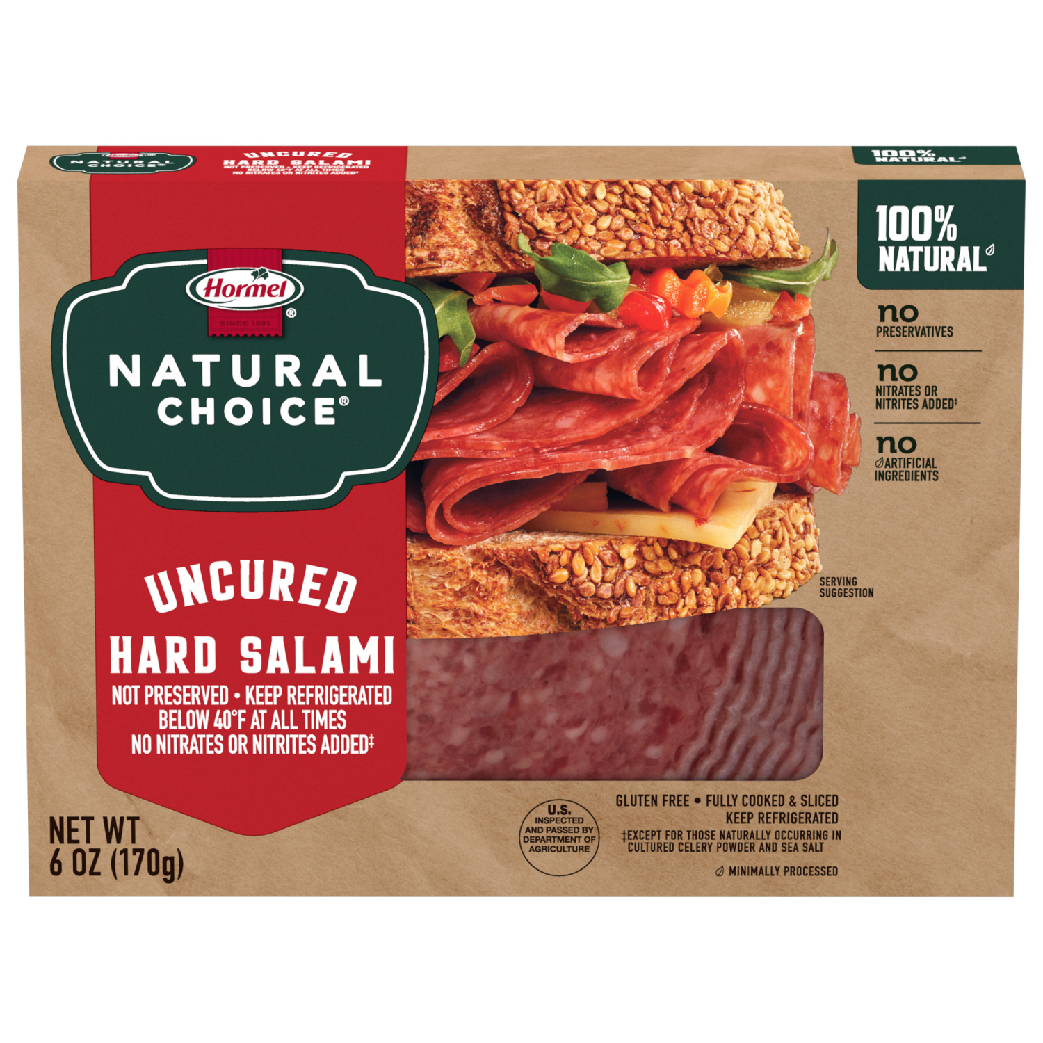 slide 1 of 5, HORMEL NATURAL CHOICE Uncured Hard Salami, 6 oz