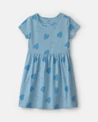 Carters Girls Heart Short-Sleeve Dress - Blue Blue 8