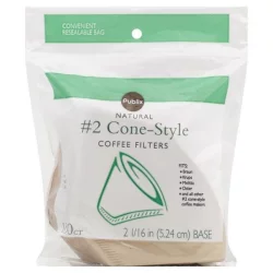 Publix Coffee Filters, No. 2 Cone-Style, Natural - 100 ct