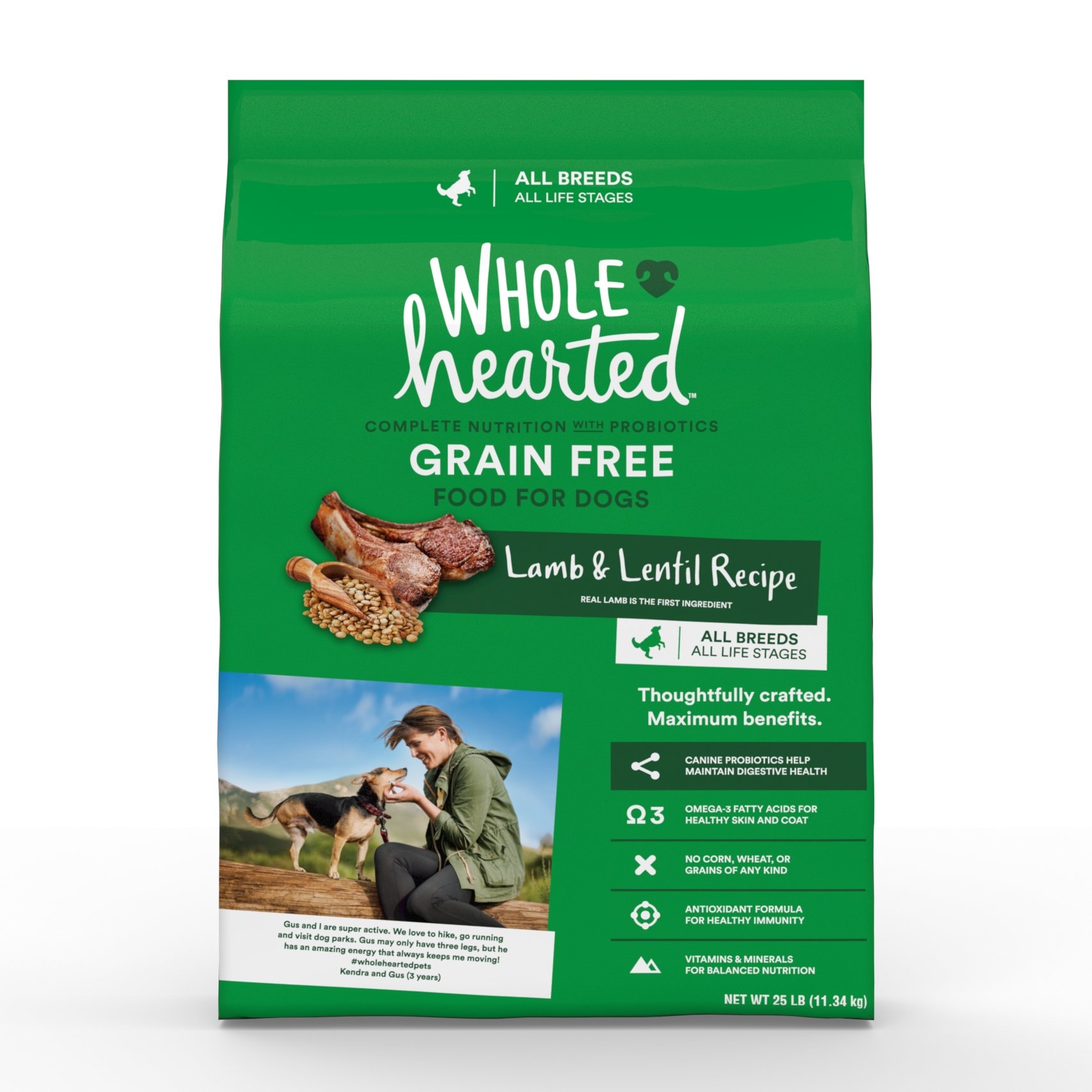 slide 1 of 1, WholeHearted Grain Free All Life Stages Lamb and Lentil Formula Dry Dog Food, 25 lb