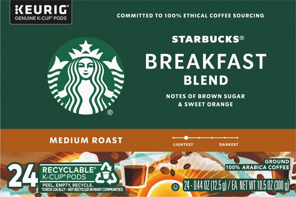 slide 5 of 6, Starbucks Breakfast Blend K-Cups 22/Box 9736, 1 ct