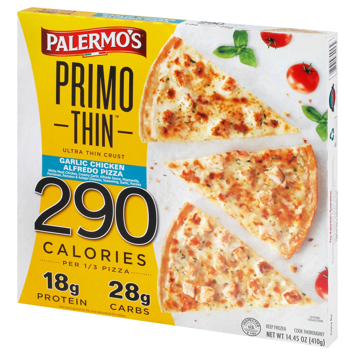 slide 2 of 9, Palermo's Primo Thin Ultra Thin Crust Garlic Chicken Alfredo Pizza 14.45 oz, 14.45 oz