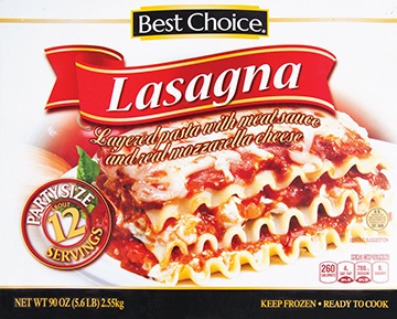 slide 1 of 1, Best Choice Lasagna In Meat Sauce Party Size, 90 oz