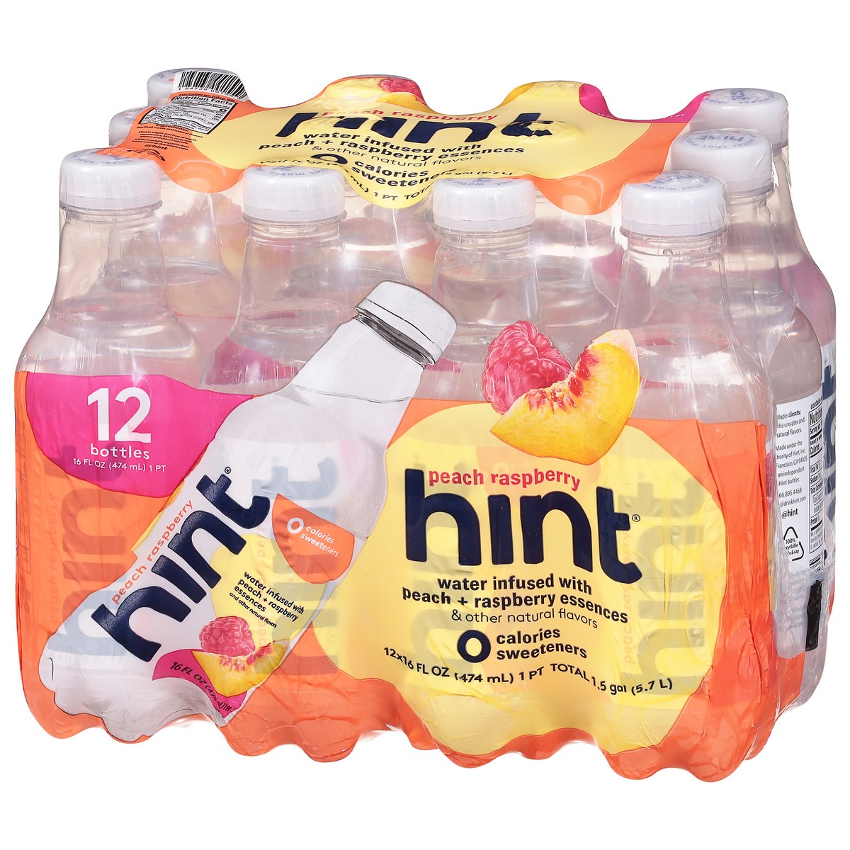 slide 4 of 13, Hint Peach Raspberry Water 12 - 16 fl oz Bottles, 12 ct