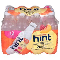 Hint Peach Raspberry Water 12 - 16 fl oz Bottles
