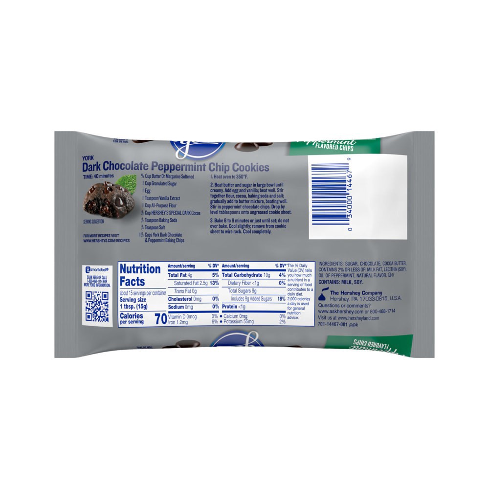 slide 3 of 6, YORK Dark Chocolate and Peppermint Flavored Baking Chips Bag, 8 oz, 8 oz