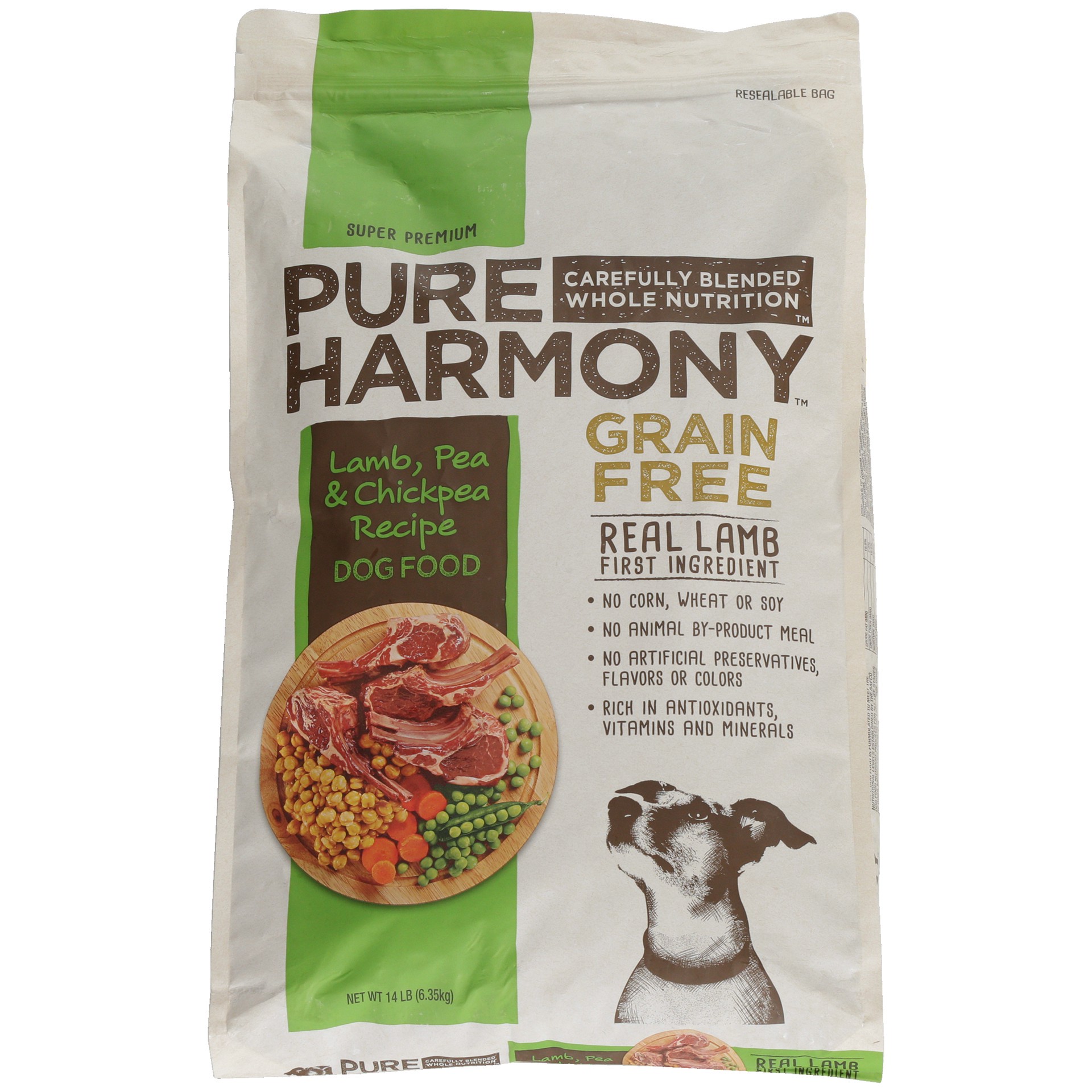 slide 1 of 6, Pure Harmony Grain Free Super Premium Lamb, Pea & Chickpea Recipe Dog Food 14 lb, 14 lb