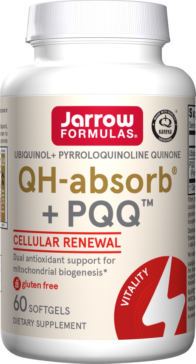 slide 9 of 9, Jarrow Formulas QH-absorb + PQQ - 100 mg Ubiquinol - Up to 60 Servings (Softgels) - Cellular Renewal & Antioxidant Support for Mitochondrial Biogenesis - Dietary Supplement - Gluten Free, 60 ct