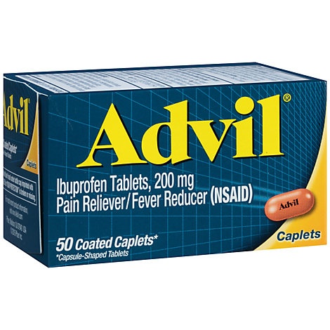 slide 1 of 1, Advil Pain Reliever Fever Reducer Coated Caplet Ibuprofen Temporary Pain Relief, 50 ct