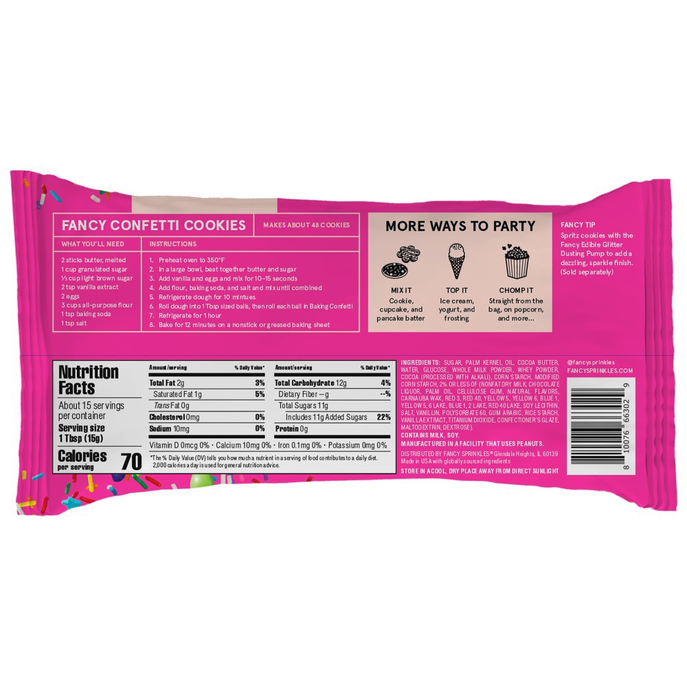 slide 2 of 2, Fancy Sprinkles® Rainbow Baking Confetti with Dessert Sprinkles and Chocolate Pieces, 8 oz