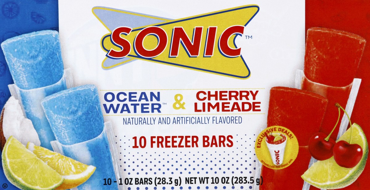 slide 4 of 4, Sonic Freezer Bars, Ocean Water & Cherry Limeade, 10 ct