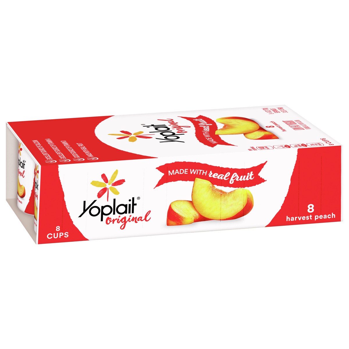 slide 7 of 9, Yoplait Original Low Fat Yogurt, Harvest Peach, Made with Real Fruit, 8 Yogurt Cups, 48 oz, 8 ct