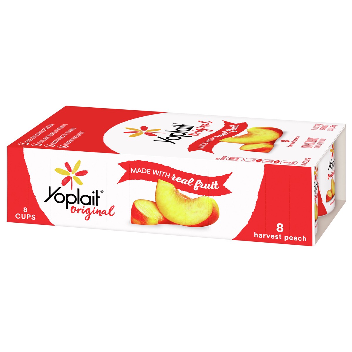 slide 4 of 9, Yoplait Original Low Fat Yogurt, Harvest Peach, Made with Real Fruit, 8 Yogurt Cups, 48 oz, 8 ct