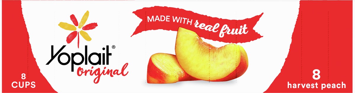 slide 9 of 9, Yoplait Original Low Fat Yogurt, Harvest Peach, Made with Real Fruit, 8 Yogurt Cups, 48 oz, 8 ct
