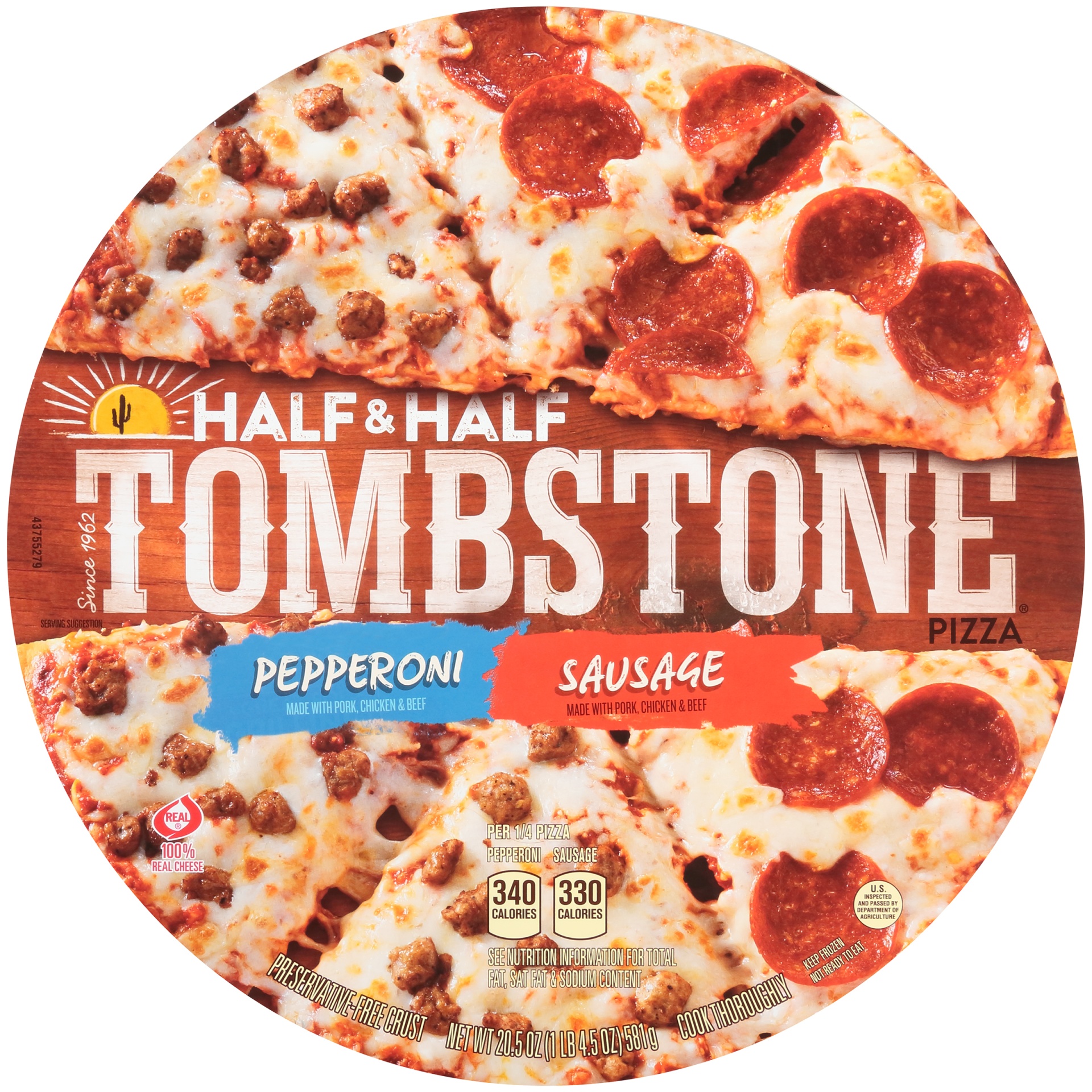 slide 1 of 1, Tombstone Original Half Half Pepperonisausage Pizza, 20.5 oz