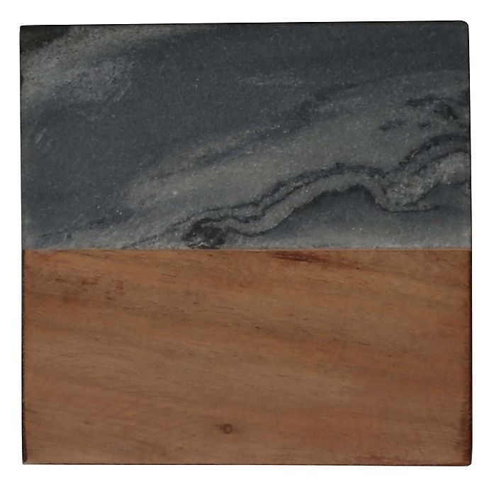 slide 1 of 1, Thirstystone Marble and Acacia Wood Single Square Coaster, 1 ct